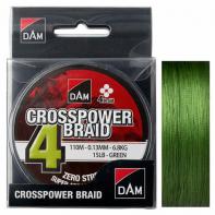Шнур DAM CROSSPOWER 4-BRAID 110м 0,17мм 9,0кг/20Lb (green) (60074)